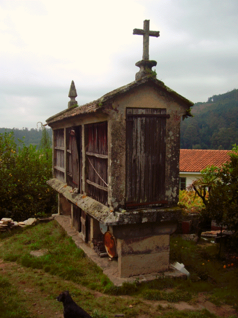 Imaxe dun hórreo na aldea de O Paizal
